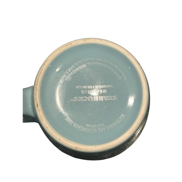 STARBUCKS Blue to Teal Green Ombre 10oz Coffee Mug 2021 Blue Geometric Design - Picture 5 of 6